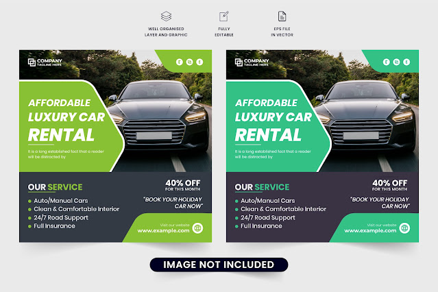 Rent a car business advertisement vector free download