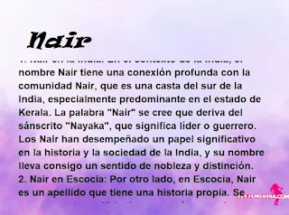 ▷ Significado del nombre Nair