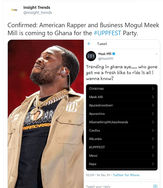 ‘Didn’t Say That…Lol’ - American Rapper, Meek Mill Reacts To Claims He’s Coming To Ghana