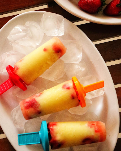 Pineapple strawberry vodkarita popsicles