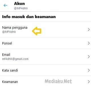 Mengubah Username Twitter Lewat HP