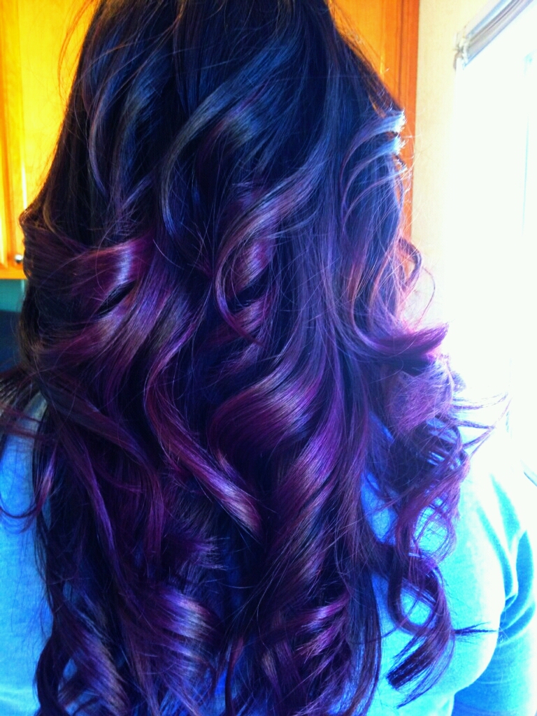 Healthy Hair Is Beautiful Hair..: Dark brown haircolor w/purple ombre  width=
