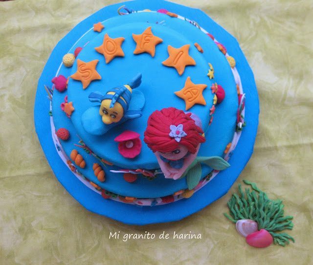 Tarta de fondant de La Sirenita