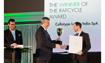 collotype label awarded as the winner of the RafCycle Award