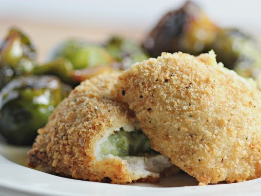 Honey Bacon Brussels Sprouts Recipe with Barber Foods Stuffed Broccoli & Cheese Chicken
