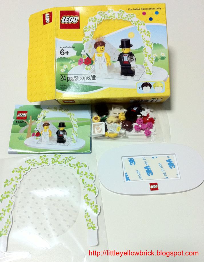 The Lego wedding table decoration set contains 24 pieces and was first