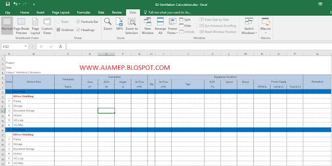 Ventilation Calculation Form