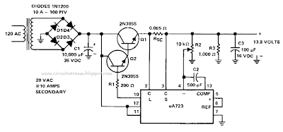 Simple 8-Amp Regulated Power supply Circuit Diagram