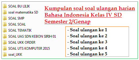 Kumpulan Soal Ulangan harian Bahasa Indonesia Kelas 4 SD/MI Semester 2/Genap Lengkap  Blognya 