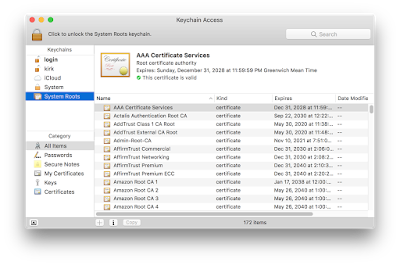 The Keychain Access App on the Mac