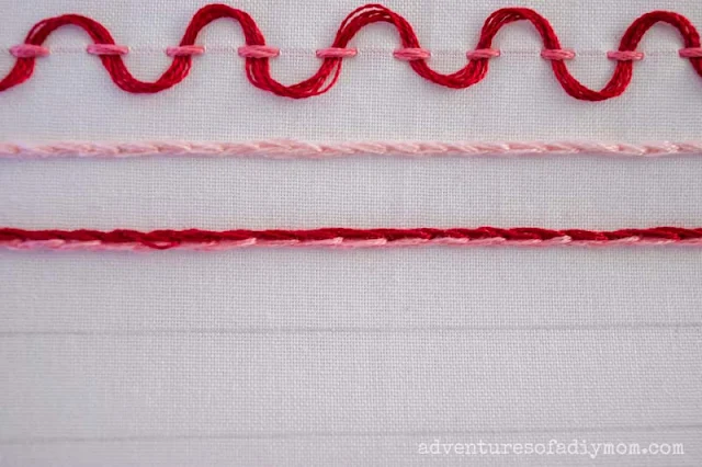 split stitch with 2 colors of thread