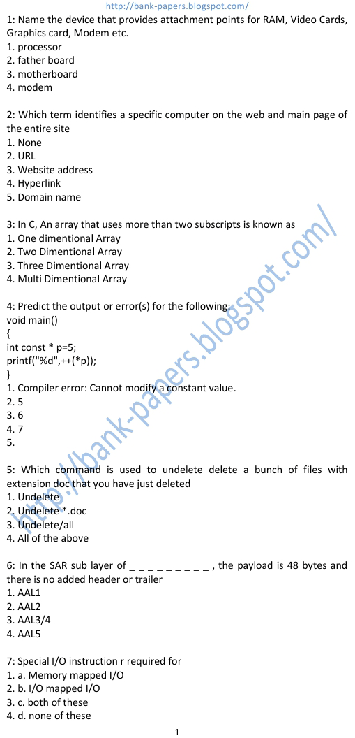 bank computer questions