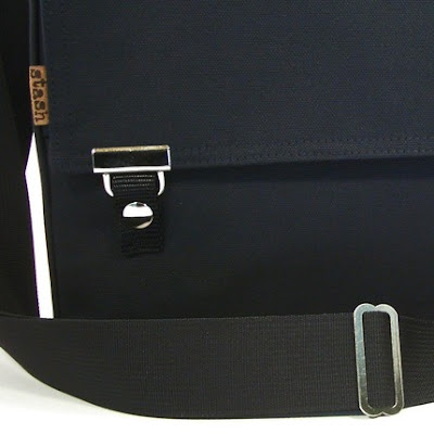 Black Cotton Canvas Messenger Bag