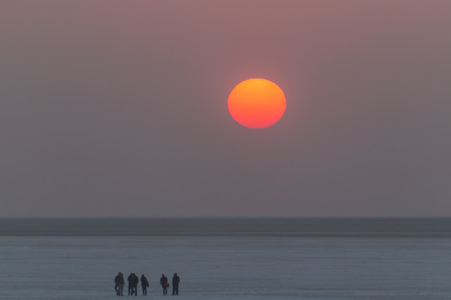 White desert sunset 