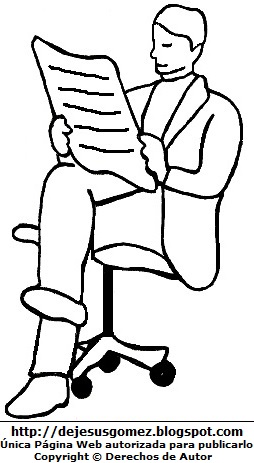 Dibujo de un hombre adulto sentado para colorear, pintar e imprimir. Dibujo de hombre hecho por Jesus Gómez