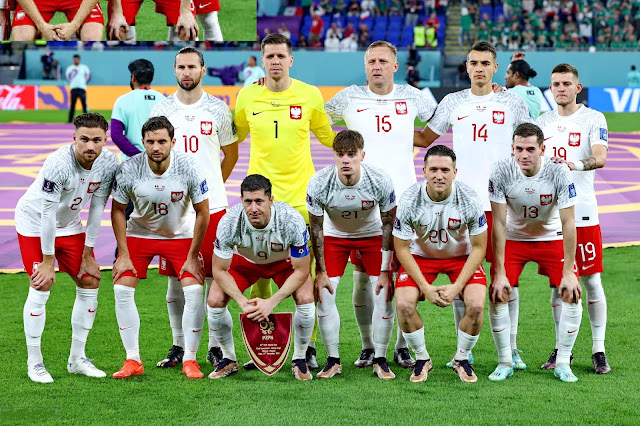 SELECCIÓN DE POLONIA. Temporada 2022-23. Grzegorz Krychowiak, Wojciech Szczęsny, Kamil Glik, Jakub Kiwior, Sebastian Szymański. Matty Cash, Bartosz Bereszyński, Robert Lewandowski, Nicola Zalewski, Piotr Zieliński, Jakub Kamiński. SELECCIÓN DE MÉXICO 0 SELECCIÓN DE POLONIA 0 Martes 22/11/2022, 17:00 horas. XXII Copa Mundial de fútbol de la FIFA Catar 2022, fase de grupos, Grupo C, jornada 1. Doha, Catar, Stadium 974: 39.369 espectadores. GOLES: No hubo.