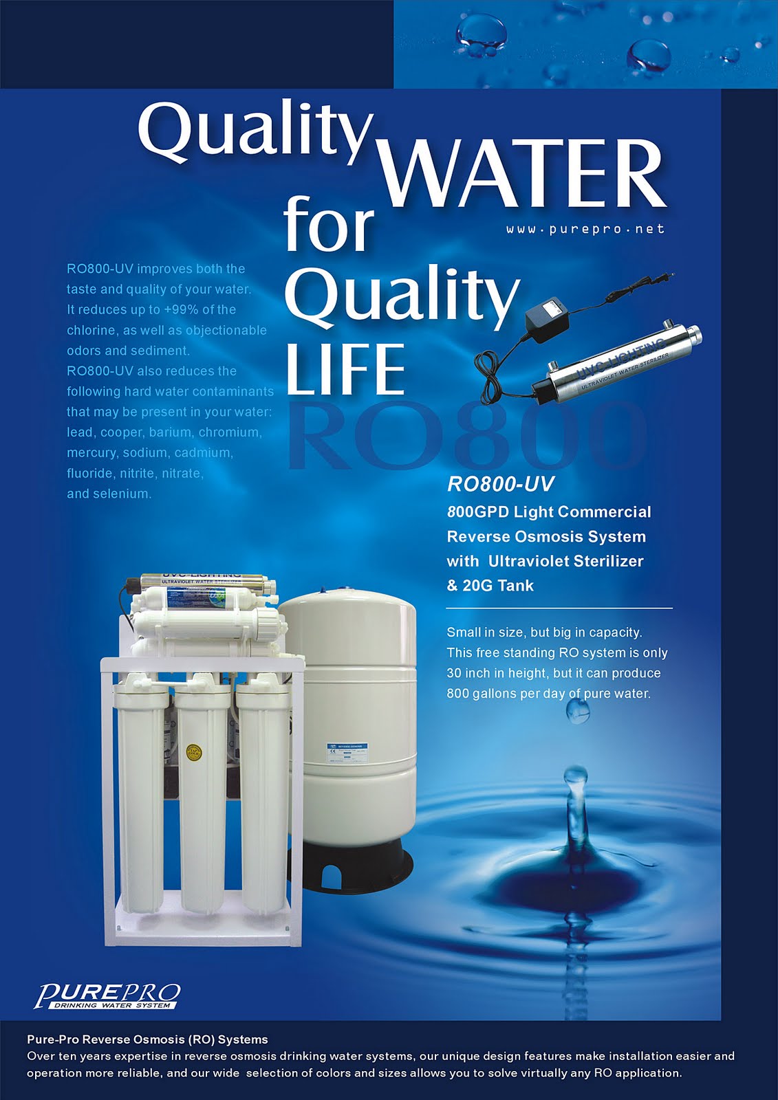 PurePro® RO800-UV Light Commercial Reverse Osmosis Water System