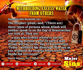 MAJOR SIN. 61. WITHHOLDING EXCESS WATER FROM OTHERS