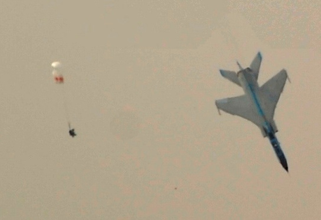 Pilot Ejecting from his JH7 Flying Leopard Fighter Jet