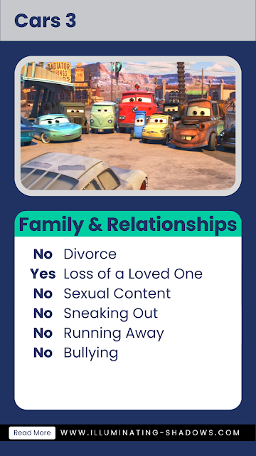 Cars 3 - Family & Relationships Table - Picture of Lightning McQueen's friends, including Mater