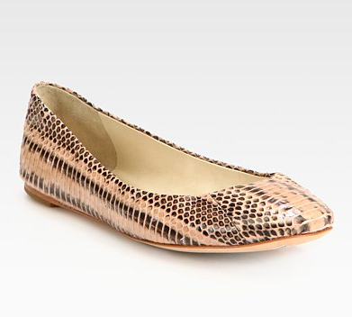 Vera Wang PythonPrint Leather Ballet Flats available at Saks for 175