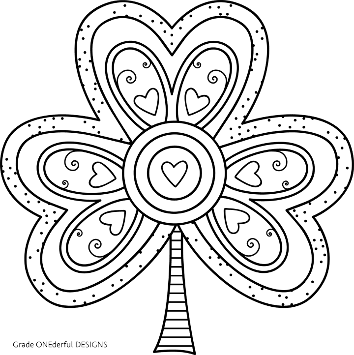 Free Difficult Coloring Pages Shamrocks 2