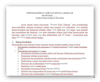 Download Program Kerja Tahunan Kepala Sekolah SD Terbaru 2016