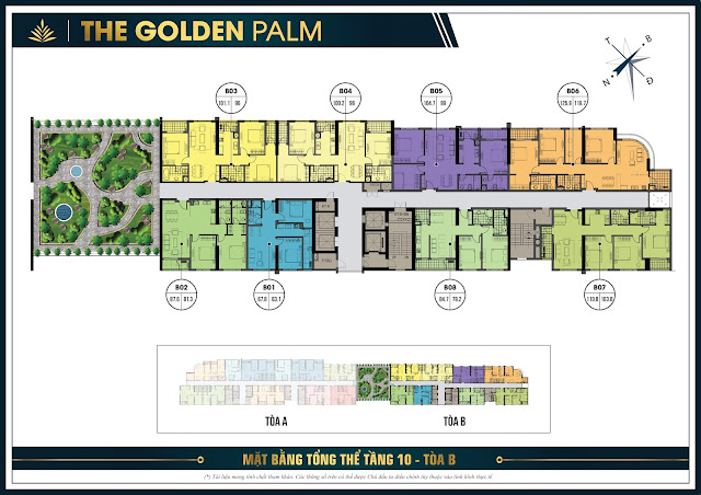 Mặt bằng thiết kế tầng 10 tòa B - The Golden Palm