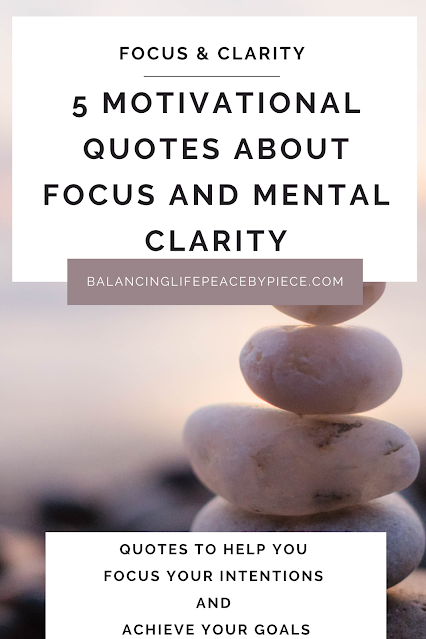 Pinnable Image with stacked stones for a motivation post about quotes for focus and mental clarity