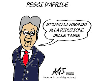 primo aprile, pesce d'aprile, tasse, gentiloni, scherzi, vignetta, satira