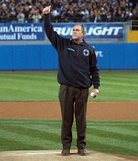 Bush gives thumbs-up on baseball field - from the PDF