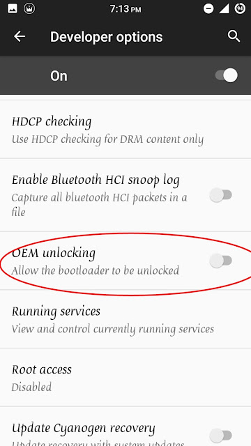 Enabled OEM Unlock Android