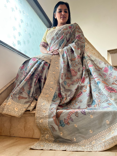 Unveiling the Splendor of a Tussar Saree with Embroidered Border and Pallu