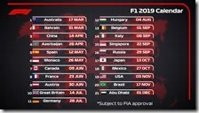 Calendario 2019 di F1