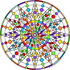 Rainbow star mandala- blank version available to color