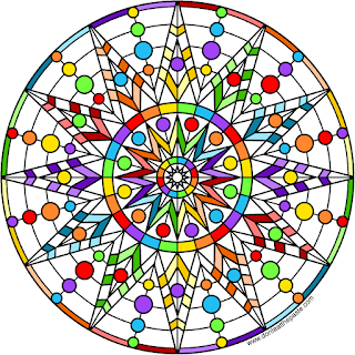 Rainbow star mandala- blank version available to color