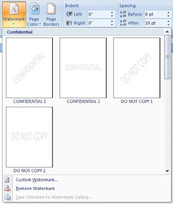 insert Watermark in Ms Word