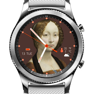 Watch face Ginevra de Benci with a brown background color.