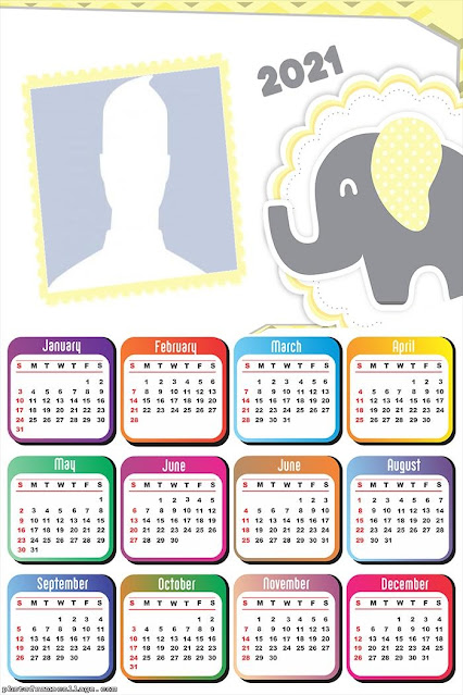 Yellow Elephant: Free Printable 2021 Calendar.