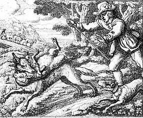 the boy who cried wolf Francis Barlow's illustration of the fable, 1687