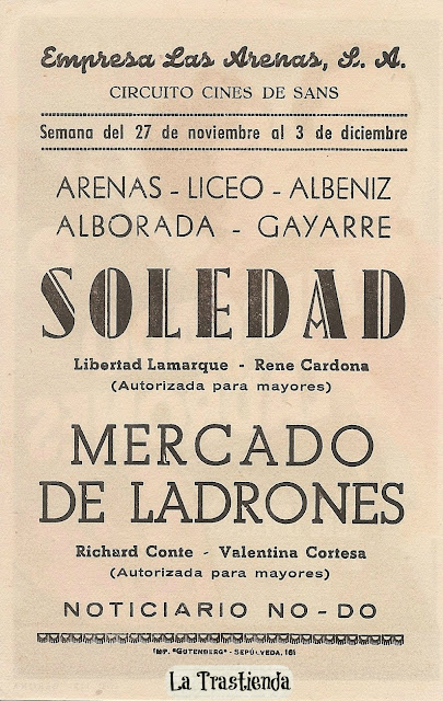 Mercado de Ladrones - Folleto de mano - Richard Conte - Valentina Cortesa