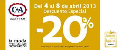 20% DESCUENTO EN C&A HASTA EL 8 DE ABRIL