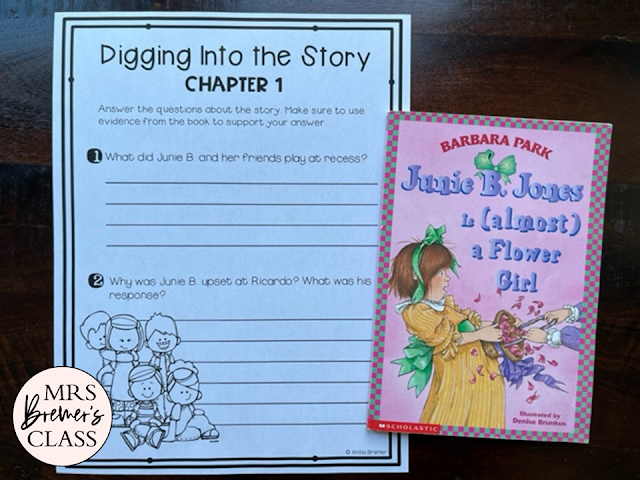 Junie B Jones is Almost a Flower Girl book study activities literacy unit with companion activities for First Grade and Second Grade