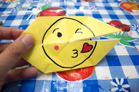 how to make super easy origami face changers- great craft for kids - one flip and you change faces from one emoji to the next