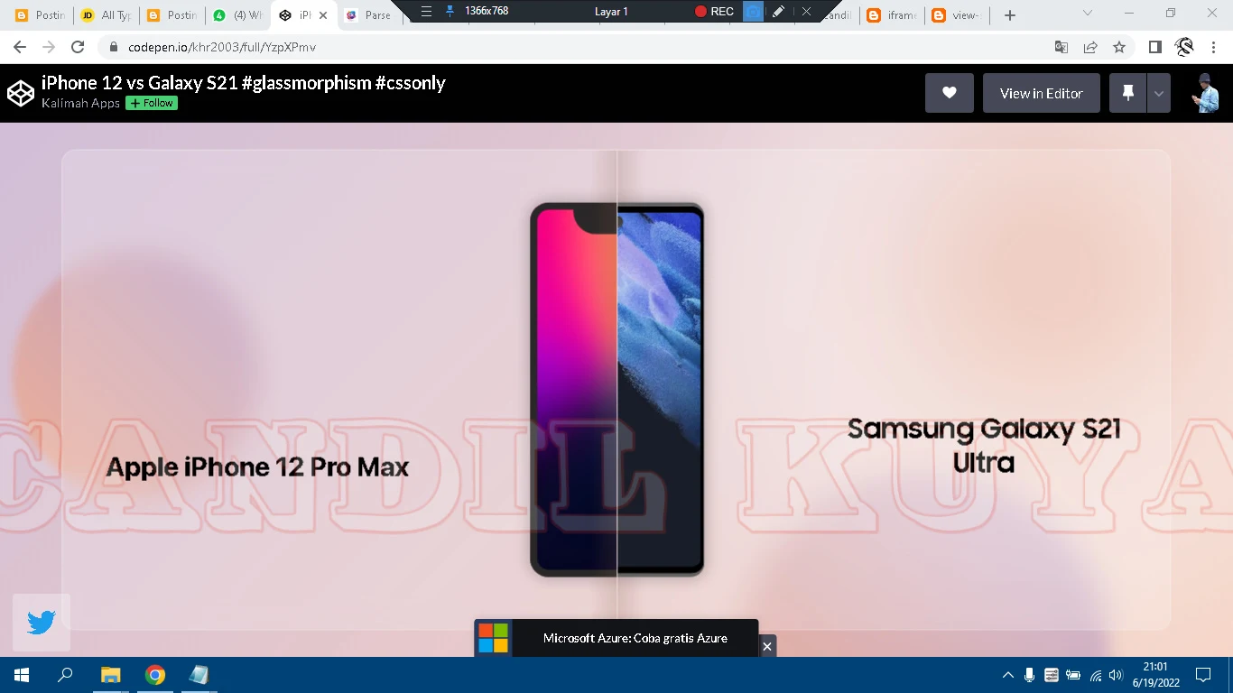 Membuat iPhone 12 vs Galaxy S21 Glassmorphism