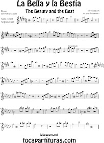 Partitura de La Bella y la Bestia para Saxofón Soprano y Saxo Tenor by Disney The Beauty and the Beast Sheet Music for Soprano Sax and Tenor Saxophone Music Scores