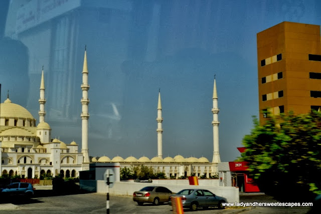 a glimpse of Sheikh Zayed Mosque in Fujairah