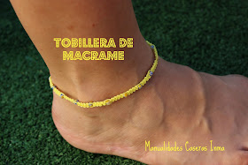 Manualidades caseras Inma Tobillera de macrame color amarillo