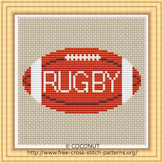 RUGBY BALL, FREE AND EASY PRINTABLE CROSS STITCH PATTERN