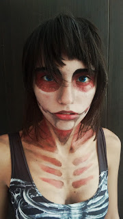 donuth, channel, annie leonhardt, SNK, attack on titan, maquillaje, body painting, titan hembre, annie, skull, 